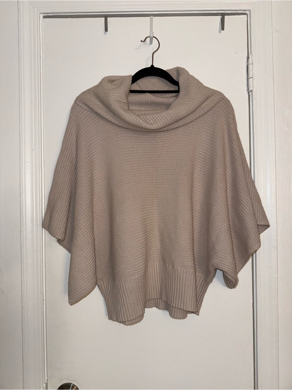 Cozy Taupe Cowl-Neck Women's Sweater Poncho size XL